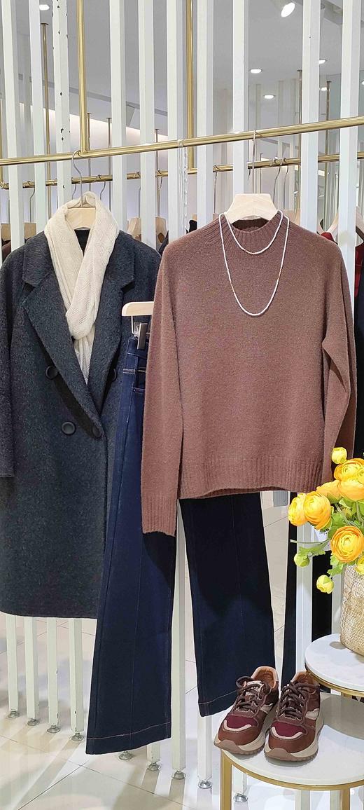 480833半高领山羊绒针织毛衣咖啡/米白 商品图2