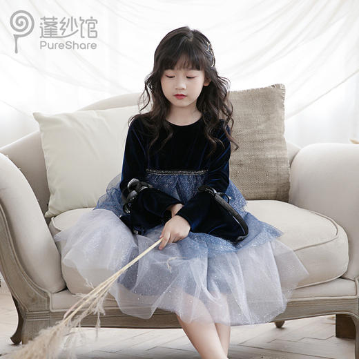 【断码合集】pureshare 蓬纱馆女童连衣裙秋装新款洋气气质丝绒礼服裙演出生日 商品图5