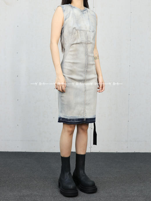 Rick Owens Drkshdw｜天空色弹力牛仔布碎片连衣裙 商品图1