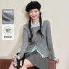 西遇短款翻领假两件上衣女新款简约通勤撞色拼接长袖D0043908 商品缩略图0