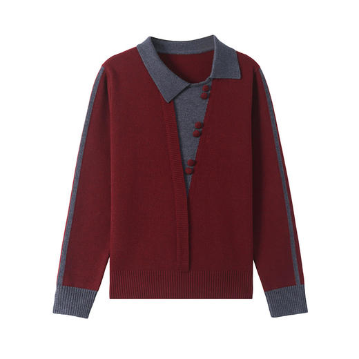 CC-MY-1176毛衣女秋冬2024新款洋气减龄拼色翻领厚款内搭针织衫外穿打底上衣 商品图4