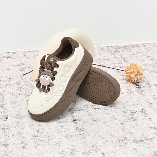 经典鲨2024年冬新款时尚百搭圆头系带加绒平底休闲鞋棉鞋女KW194-D58081 商品图3