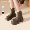 西遇厚底短靴女加绒新款冬季小踝靴黑色V口小个子增高瘦瘦靴D0047818 商品缩略图0