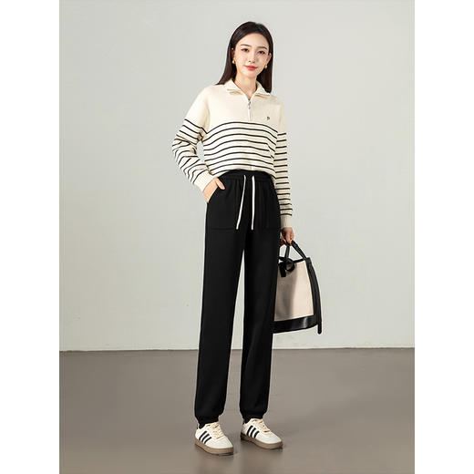 【年终特卖】熙世界加绒加厚运动束脚裤女2025冬季新款高腰显瘦牛奶绒休闲卫裤 商品图4