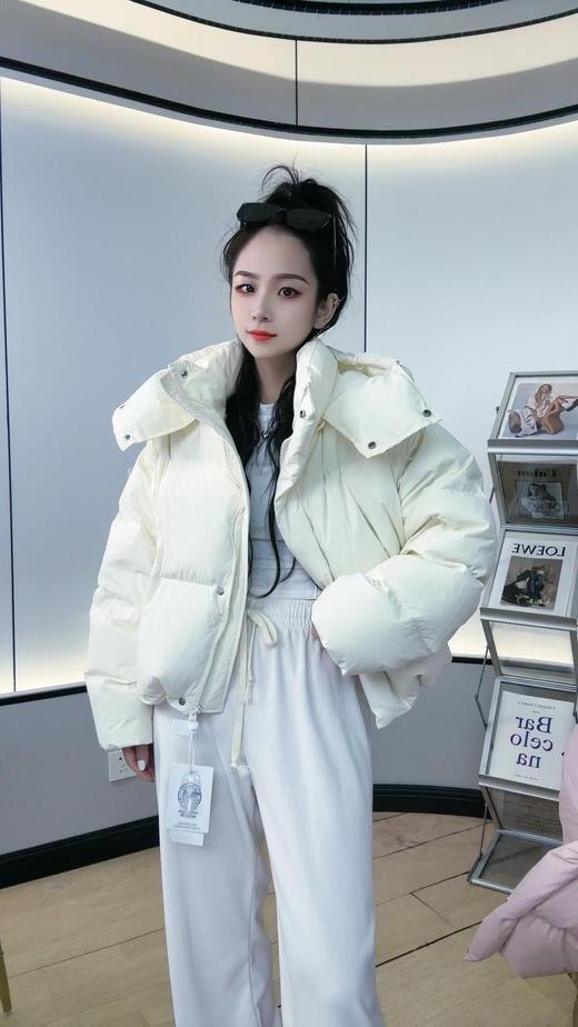 【YW】无忧购韩系短款宽松休闲糖果色连帽50%白鸭绒面包服24136#(截单后7天发货)25年清仓捡漏 商品图1