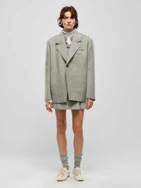 结构毛边西服外套