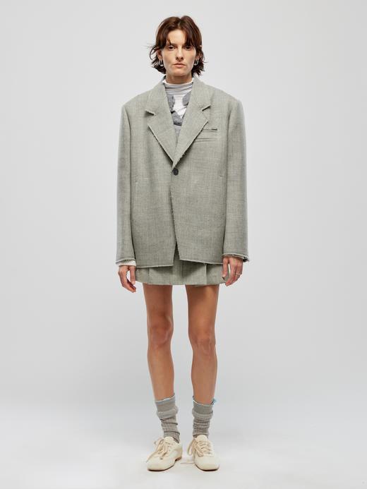 结构毛边西服外套 商品图0
