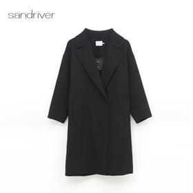羊绒手工装饰线外翻领休闲大衣SJF96W208A