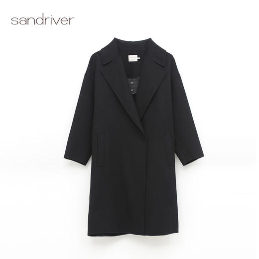 羊绒手工装饰线外翻领休闲大衣SJF96W208A 商品图0
