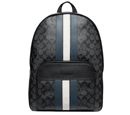 【中检鉴定】【专柜版】COACH蔻驰经典 双肩包 白蓝条纹日常出行时尚简约休闲 黑色 棕色 浮雕 中检机构发出后非质量问题不退不换 商品图5