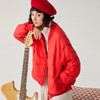 谜底大红色羽绒服女2024冬新品新年红宽松棒球领鸭绒服244MY1489 商品缩略图1