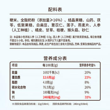江中猴姑米稀牛奶米糊15天装养胃高蛋白高钙营养早餐食品早餐代餐礼盒450g 商品图3