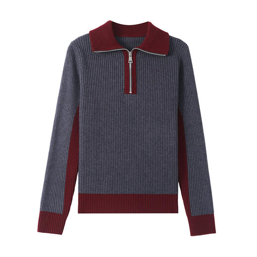 CC-MY-1178半拉链毛衣女秋冬2024新款设计感翻领卫衣洋气打底衫内搭针织上衣 商品图4