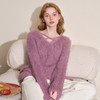 西遇短款V领套头毛衣女冬季新款紫色小众交叉设计感上衣D0044042 商品缩略图3