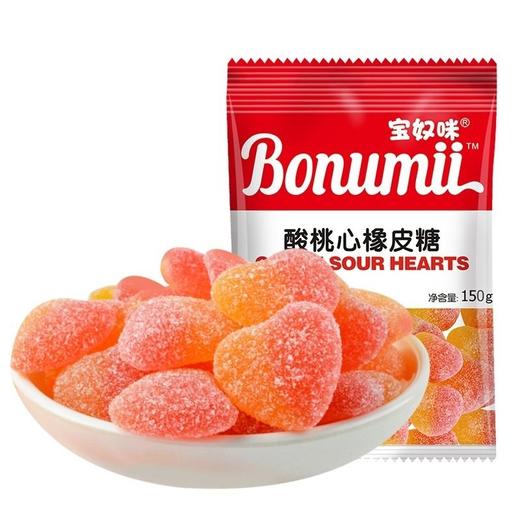 宝奴咪 酸桃心橡皮糖 150g/袋 商品图0