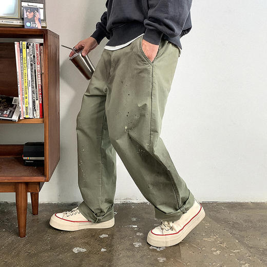 徐太浪日系高级感泼墨纯棉休闲裤男秋季通勤裤子宽松复古潮流长裤 商品图2