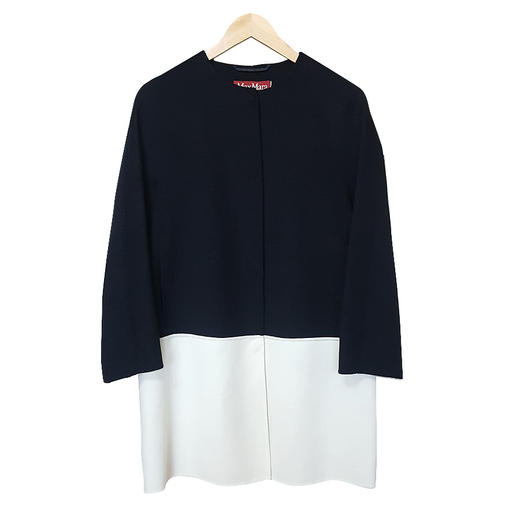 【95新】MaxMara黑白拼色羊毛大衣女士现售价：1700！121124TJ16 商品图0