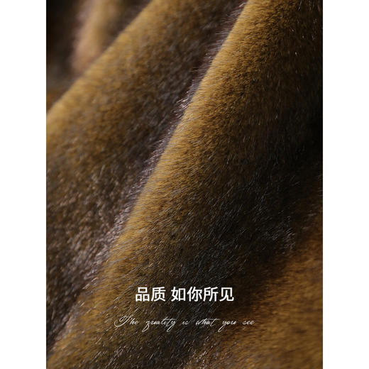 COCOBELLA高奢原色仿貂绒环保皮草外套PU腰带短款大衣FU3003-2 商品图4