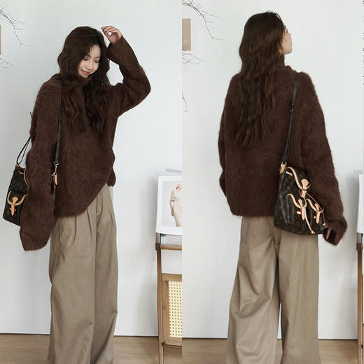 【顺丰包邮】50702 洛诗琳秋冬加厚羊驼毛高领宽松百搭外穿毛衣95165 商品图0