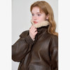 西遇皮衣加绒短外套女冬季新款翻领拼接皮毛一体加厚夹克D0044082 商品缩略图3
