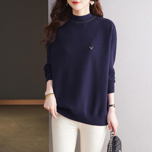CC-15-2293配大衣的半高领毛衣女中长款秋冬2024新款内搭中款针织打底衫洋气 商品图1