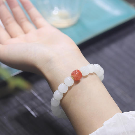 【宫里手串】鸿运当头 和田玉白玉手串9*10mm 商品图4