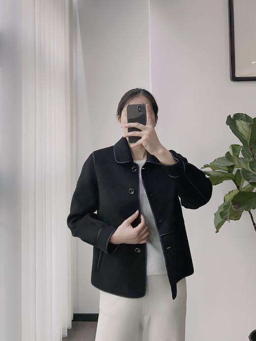 【黑L1】臣禾【包边大衣】短款双面呢大衣【100%绵羊毛】JZ244080526 商品图3