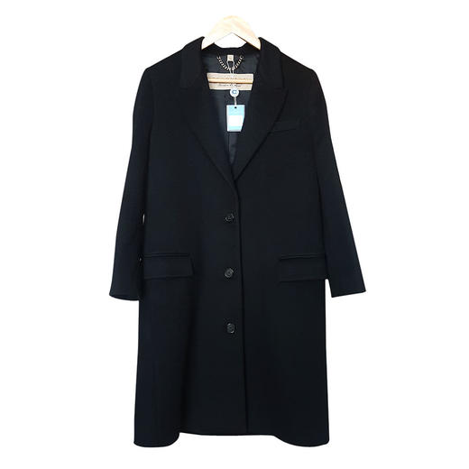 【95新】Burberry博柏利黑色长款羊毛大衣UK 8码（175/84A）女士现售价：3700！121124TJ15 商品图0