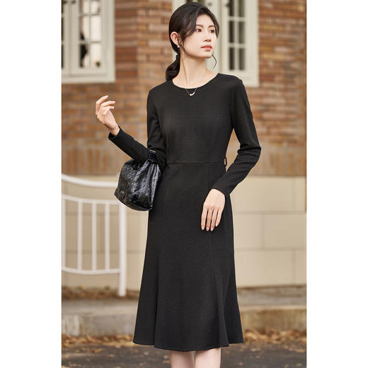 剩S/M/XL 米思阳2026春季极简风小黑裙优雅气质鱼尾连衣裙4767 商品图2