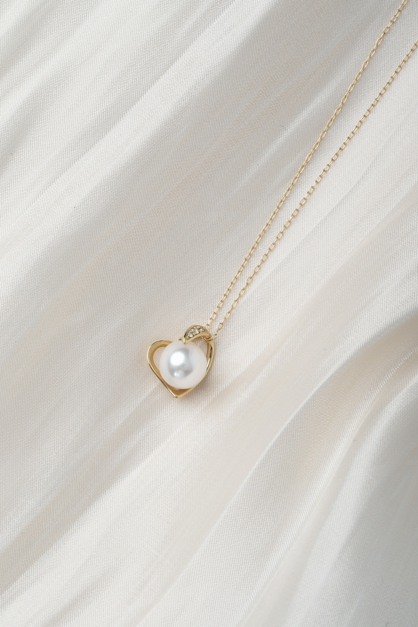 「爱心」Akoya珍珠钻石18k金项链