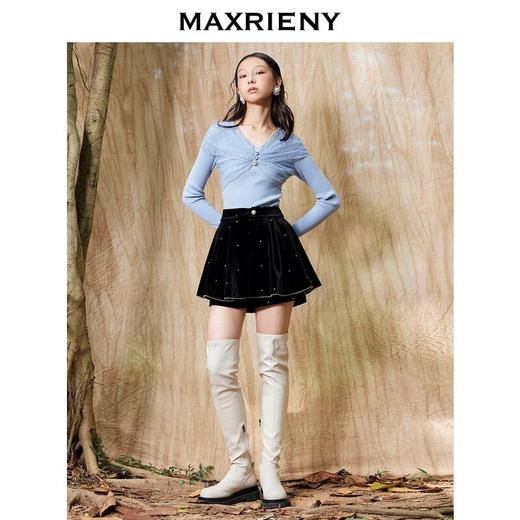 MAXRIENY优雅法式网纱修身气质毛针织衫打底蓝色牛仔时尚秋冬(货号:MS87SW767) 商品图2