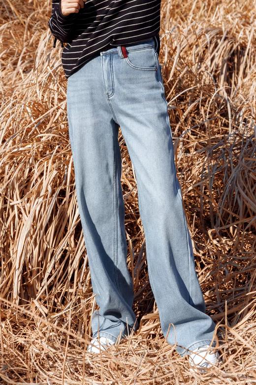 加绒牛仔阔腿裤 商品图0