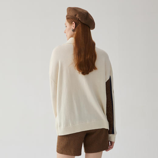 谜底高领毛衣女2024冬新品百搭绣花羊毛混纺套头针织衫244MZ1943 商品图2