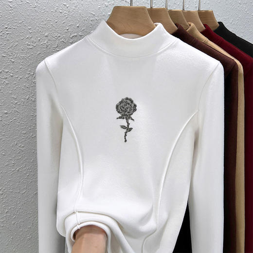 【自】全新升级【铂金会员109/天猫149/差价40】(04334) 洛诗琳秋冬半高领空气层新型德绒打底衫女士加绒打底上衣 商品图1