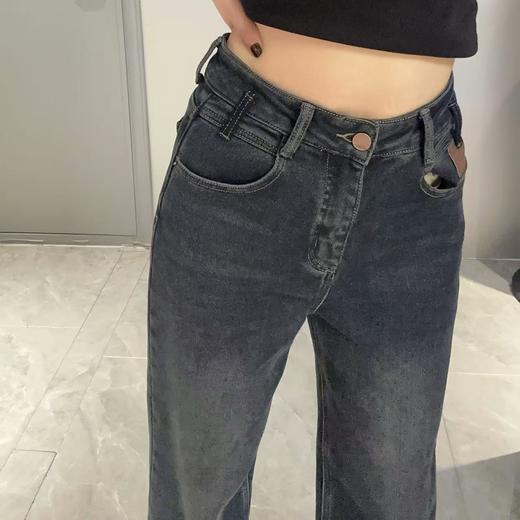 Z1一粒扣皮牌抓绒直筒牛仔裤40909 冬季 807984091106 商品图3