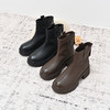 经典鲨2024年冬季新款百搭圆头加绒保暖平底后拉链短筒靴女KW385-D58021 商品缩略图4