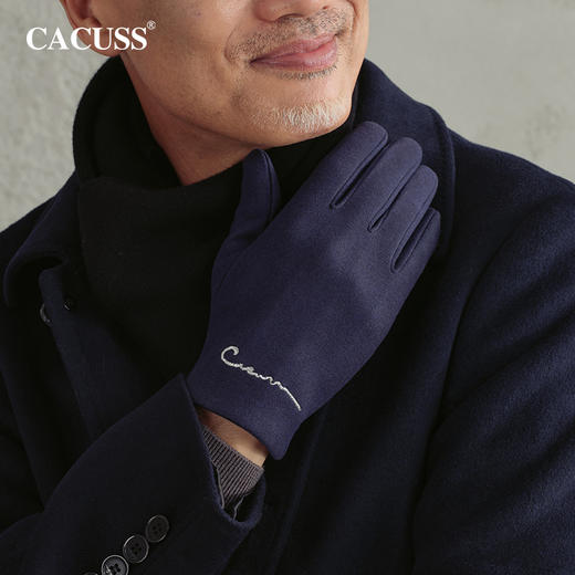 CACUSS冬季德绒手套男 绵软细腻密织短绒加绒保暖 开车骑行户外防风防寒 食指拇指可触屏 商品图5