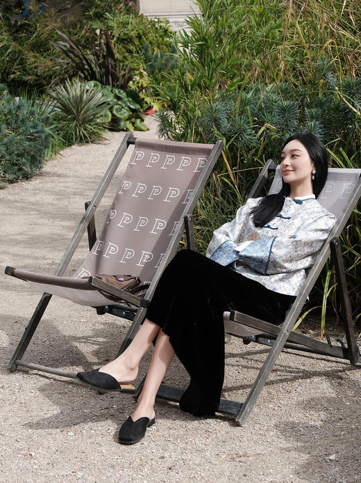 东方境X郭培| 牡丹刺绣提花新中式外套-灰蓝 商品图10