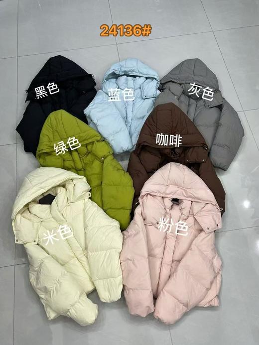 【YW】无忧购韩系短款宽松休闲糖果色连帽50%白鸭绒面包服24136#(截单后7天发货)25年清仓捡漏 商品图7