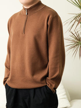 【可机洗羊毛衫】5天内发货！千元质量小立领半拉链毛衣男2025冬爸爸打底针织衫JX27