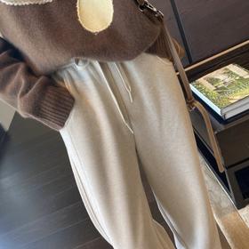 【仰姐超爱 人字纹酸醋羊毛阔腿裤 不加绒/加绒可选】 阔腿直筒显瘦有垂感 脚口小开叉设计百搭时尚