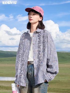 早乙女惠子saotome/STMCS243364/荷叶边青果领长袖衬衫