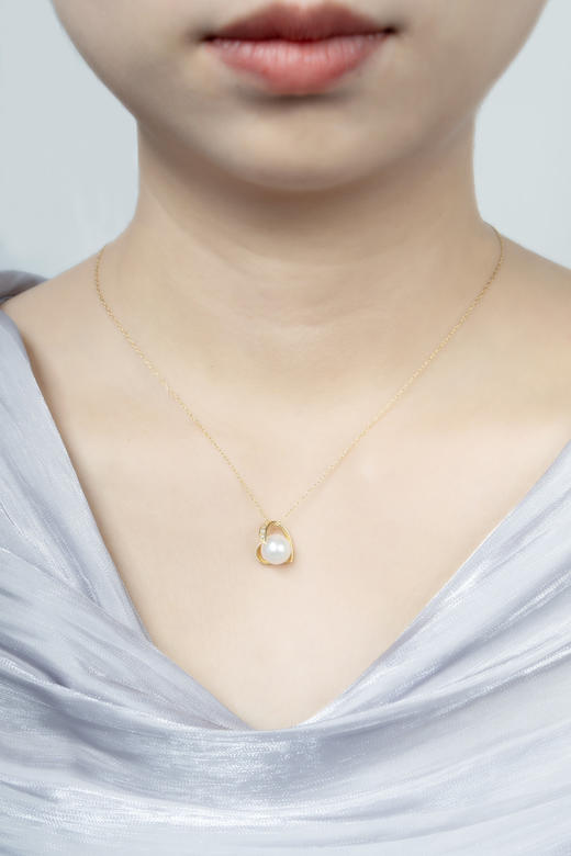 「爱心」Akoya珍珠钻石18k金项链 商品图4