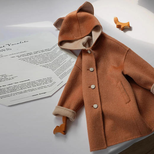 裁缝学苑TQ130双面羊绒大衣纸样儿童外套连帽狐狸呢大衣童装样板 商品图2