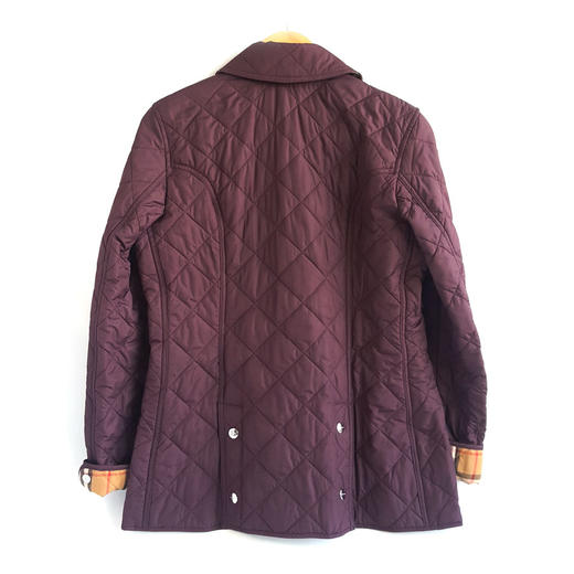 【95新】Burberry博柏利紫色战马徽标菱格棉服100%聚酯纤维M码（175/92A）女士现售价：3700！121124TJ10 商品图1