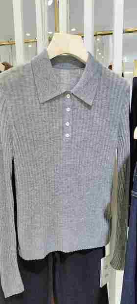 48k862 Polo领超细高弹轻薄亲肤羊毛衫