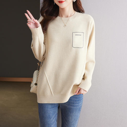 CC-15-2291中长款上衣女遮屁股时尚洋气大码宽松针织打底衫秋冬2024新款毛衣 商品图2