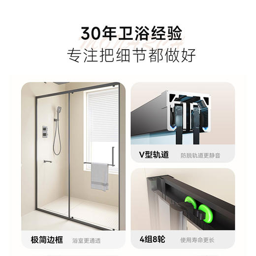 帝王洁具整体淋浴房浴室干湿分离隔断玻璃门一字不锈钢SH911 商品图1