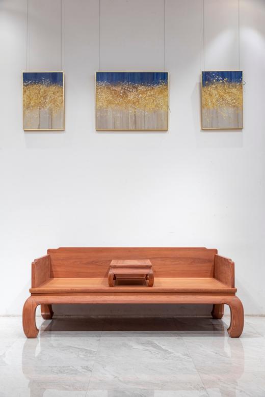 红桥红  家具严选  缅甸花梨（大果紫檀）  【205弯腿三围独板 罗汉床两件套 两拼】 商品图0