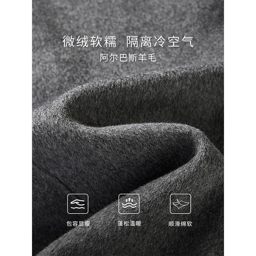 【年终特卖】熙世界翻驳领双面呢羊毛大衣女中长款冬季新款高级感灰色毛呢外套 商品图7